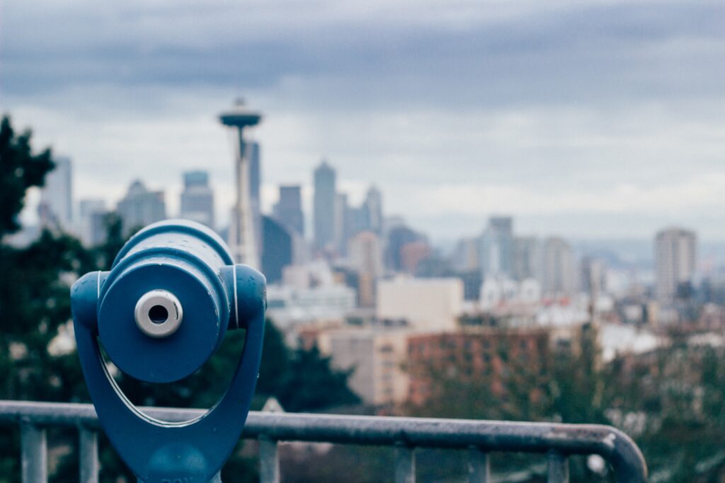 Tourist telescope in Seattle Washington